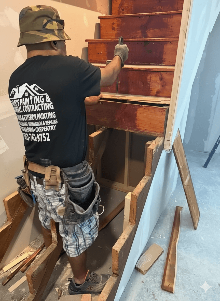 Staircase remodel before and after