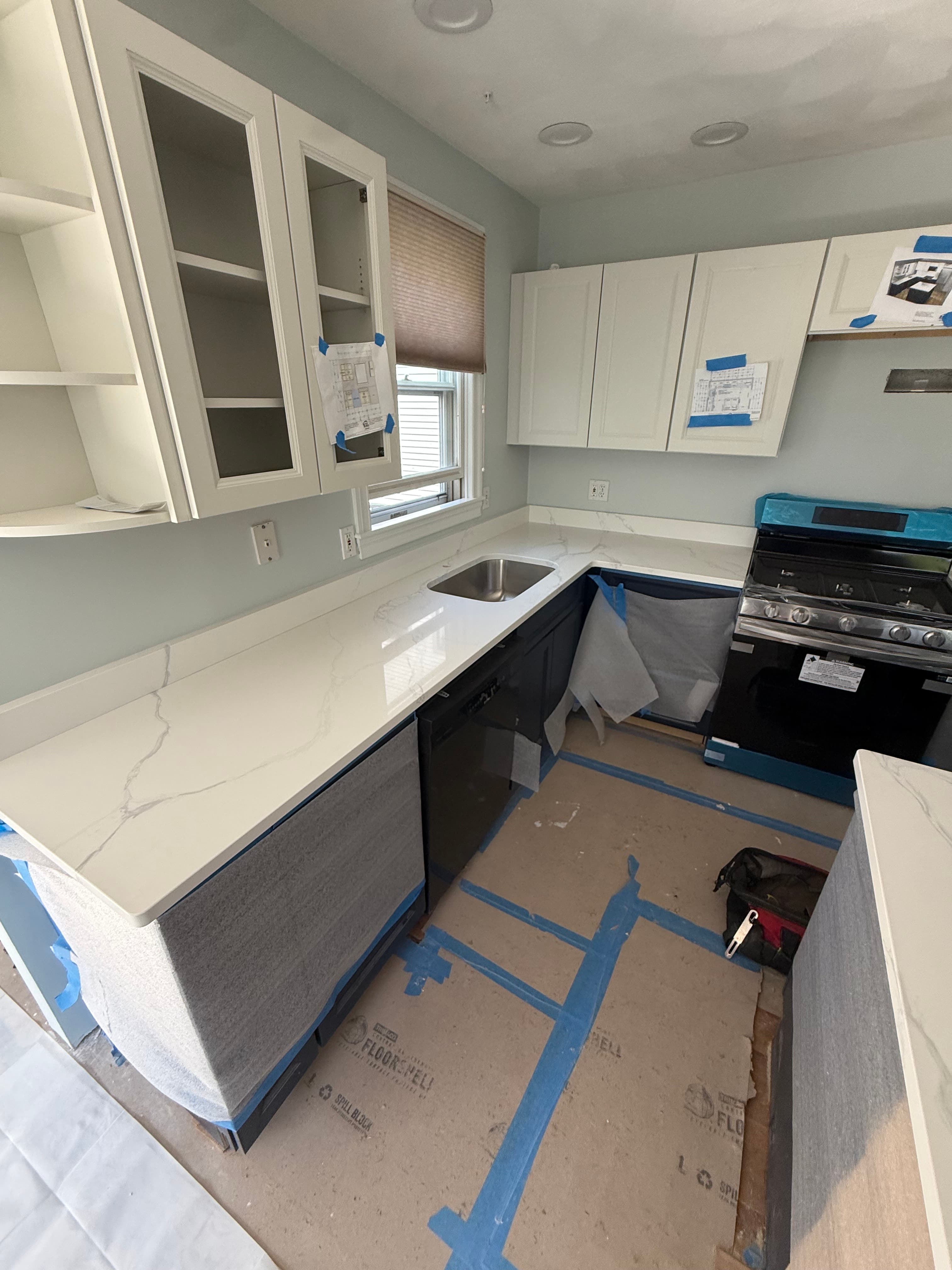 Complete Kitchen Renovation Cabinets Paint Flooring Island in Boston Massachusettes